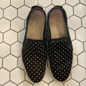 The Flexx calf hair and leather slip ons